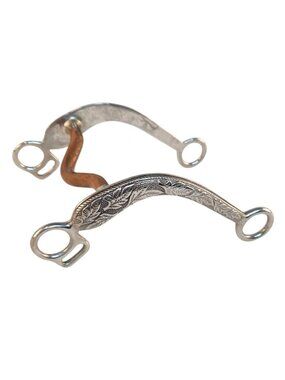 Western-Style Curb Bit With Ornate Stainless Shanks & Copper Mouthpiece By Metal